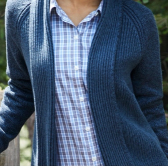 Women’s LLBean shaker stitch open cardigan‎ in red - Picture 5 of 6